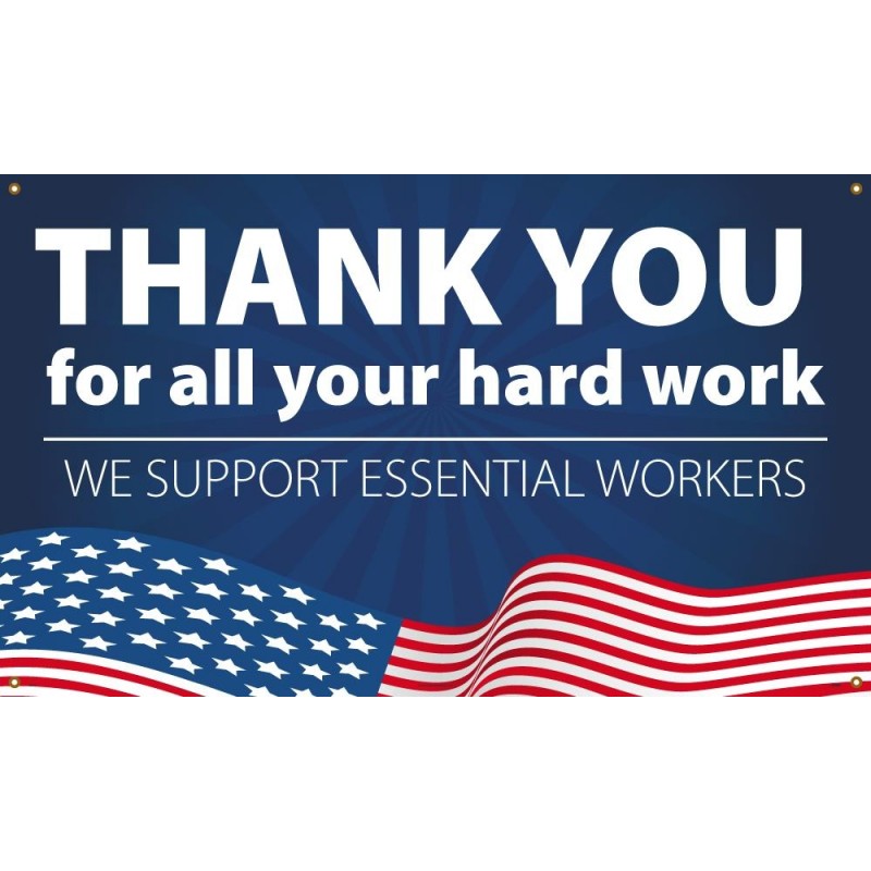 THANK YOU ESSENTIAL WORKERS Advertising Vinyl Banner Flag Sign USA 