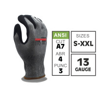 Gloves - Cordova Commander Cut Level A7 SANDY BLACK NITRILE Palm