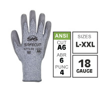 Gloves - SAS SAFETY SafeCut® Cut Level A6 GRAY PU Palm