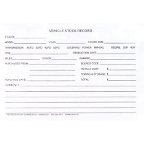 Vehicle Stock Record Pads