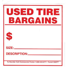 Tire Tags - Adhesive Used Tire Bargain