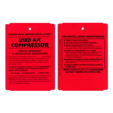 Maintenance Pre-Installation & Warranty Tags - A/C Compressor