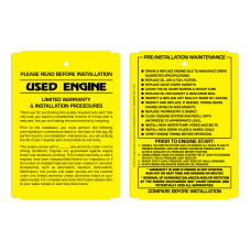 Maintenance Pre-Installation & Warranty Tags - Engine