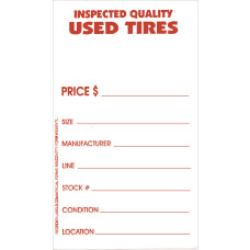 Tire Tags - Weatherproof Vinyl Label with Tire Adhesive