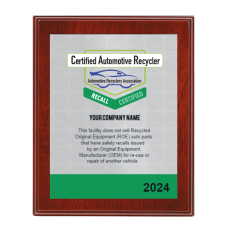 ARA CAR Recall Certification Plaque