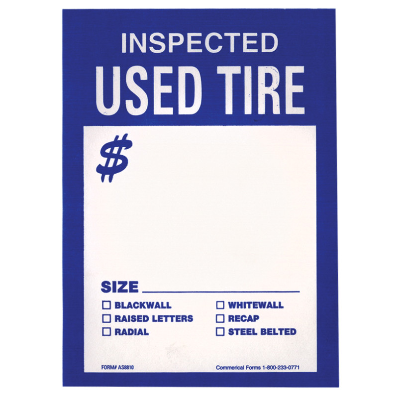 Tire Tags - Staple-on Inspected Used Tire