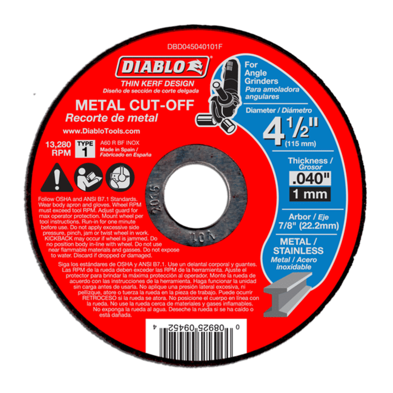 Diablo 4.5" Cut Off Wheel 