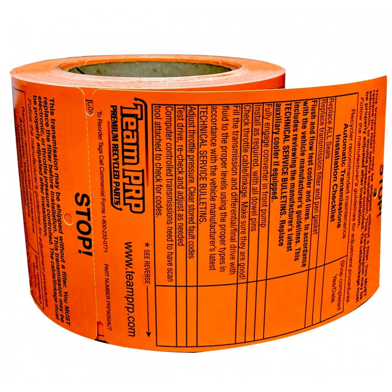 PRP AUTOMATIC TRANSMISSION TAGS ROLL