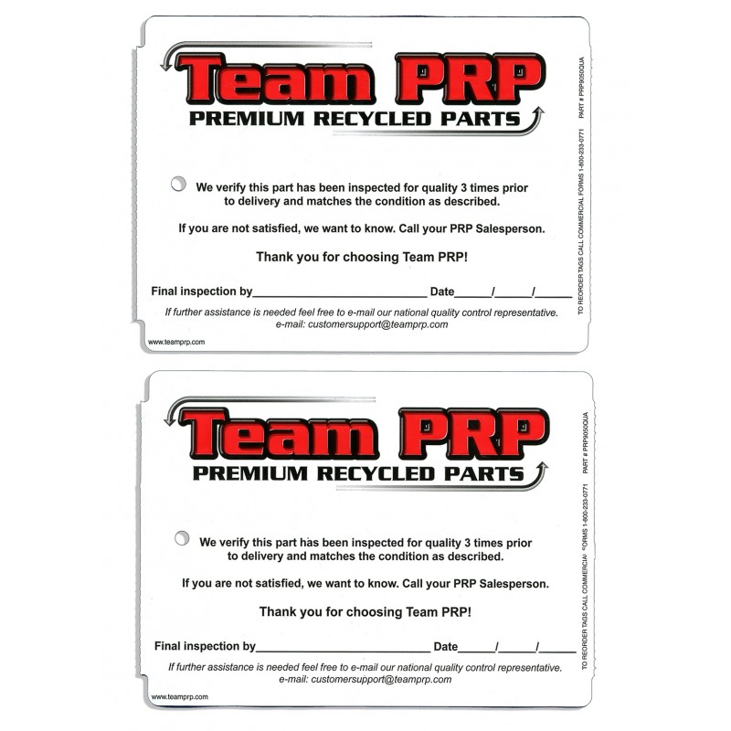 PRP QUALITY INSPECTION TAGS