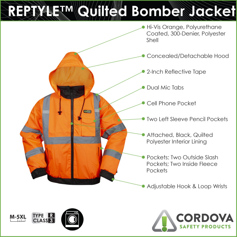 Cordova Reptyle™ Quilted Bomber Jacket - Orange J220