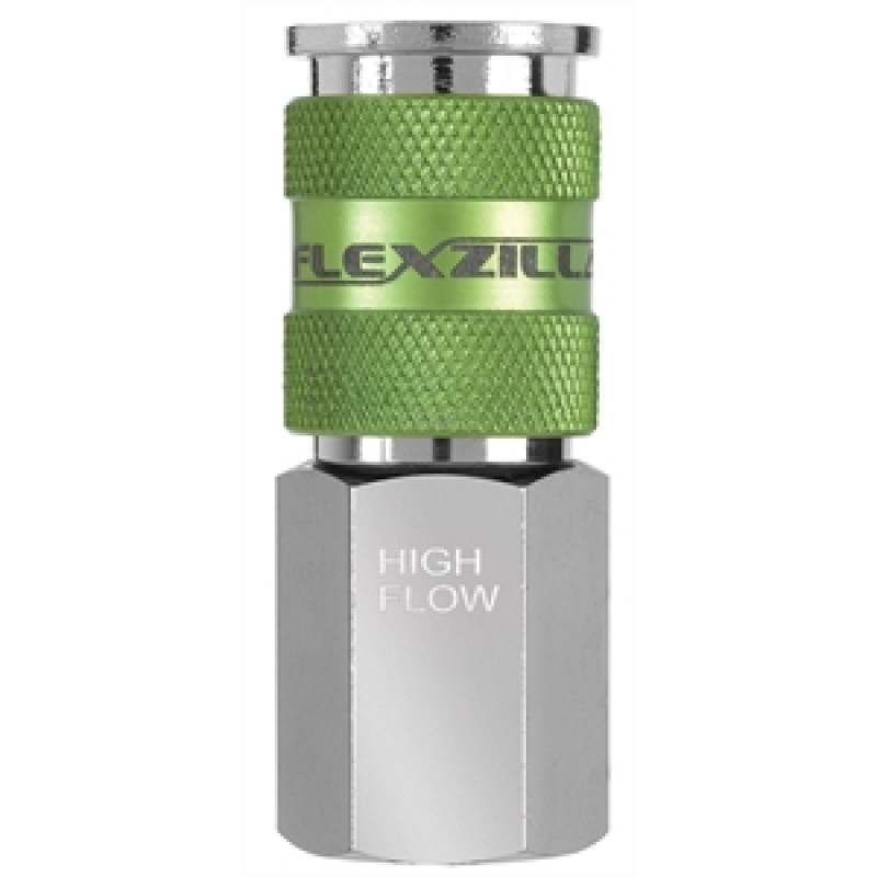 Flexzilla High Flow Coupler, 1/4 Body, 1/4 FNPT