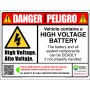 Danger High Voltage Battery Warning Labels