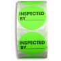 Label - 2" Circle "INSPECTED BY" Label, Fluorescent Green (500/roll)