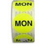 Label - 2" Circle Monday "MON" Adhesive Label, Fluorescent Yellow (500/roll)
