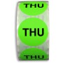 Label - 2" Circle Thursday "THU" Label, Fluorescent Green (500/roll)