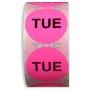 Label - 2" Circle Tuesday "TUE" Label, Fluorescent Pink (500/roll)