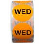 Label - 2" Circle Wednesday "WED" Label, Fluorescent Orange (500/roll)