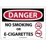 Warning Sign-DANGER NO SMOKING or E-Cigs Plastic 
