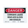 Warning Sign-DANGER CORROSIVE LIQUIDS<br>Aluminum